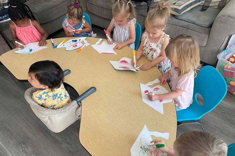 Children Coloring at Child Care